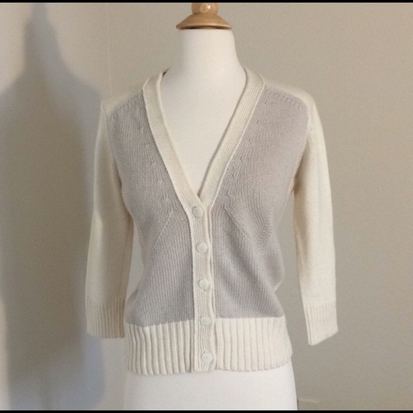 Ann Taylor Sweaters - Ann Taylor Grey & Cream Button Cardigan
